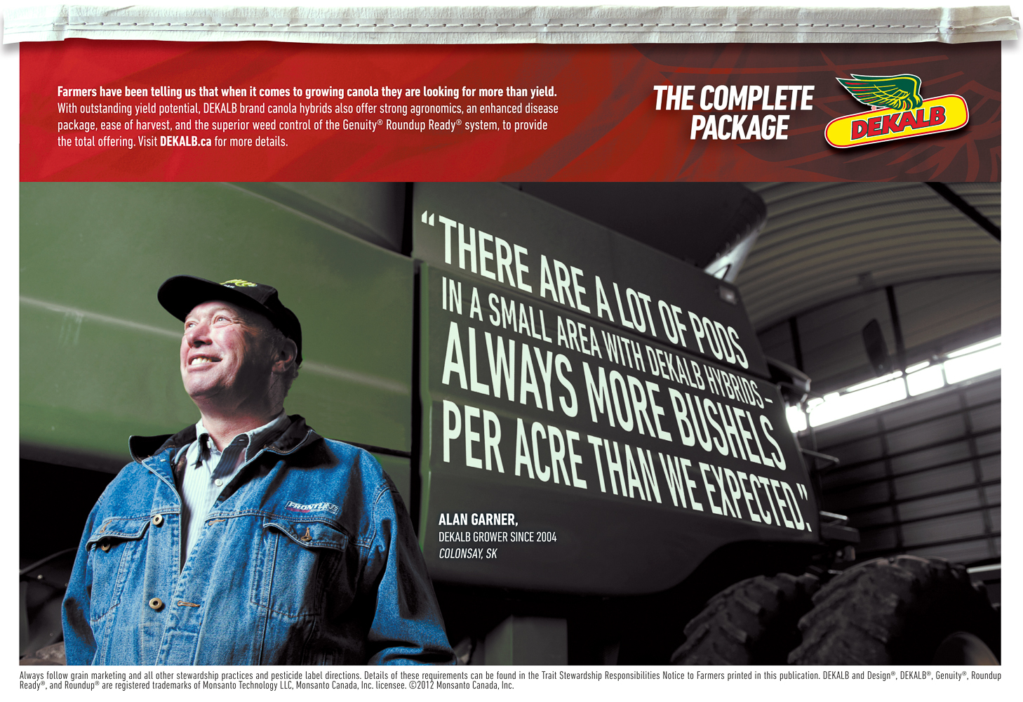 Monsanto combine farmer by Winnipeg commercial photographer