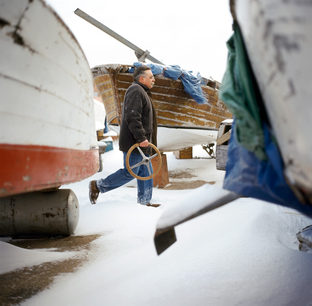 Boat storage  by Winnipeg editorial photographer