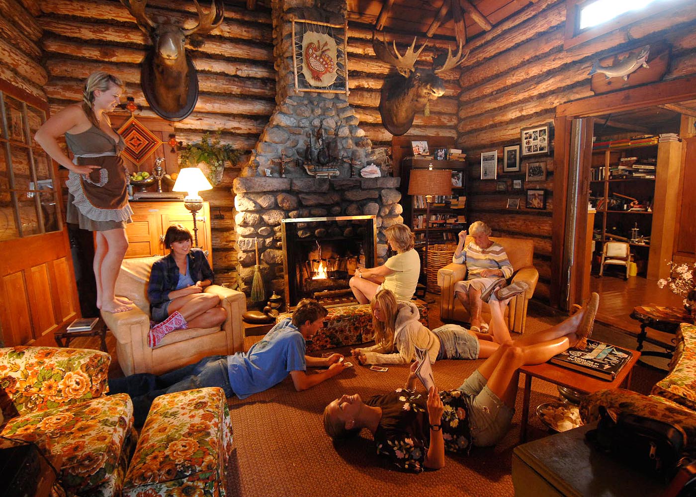 Cabin fireplace by Winnipeg editorial photographer