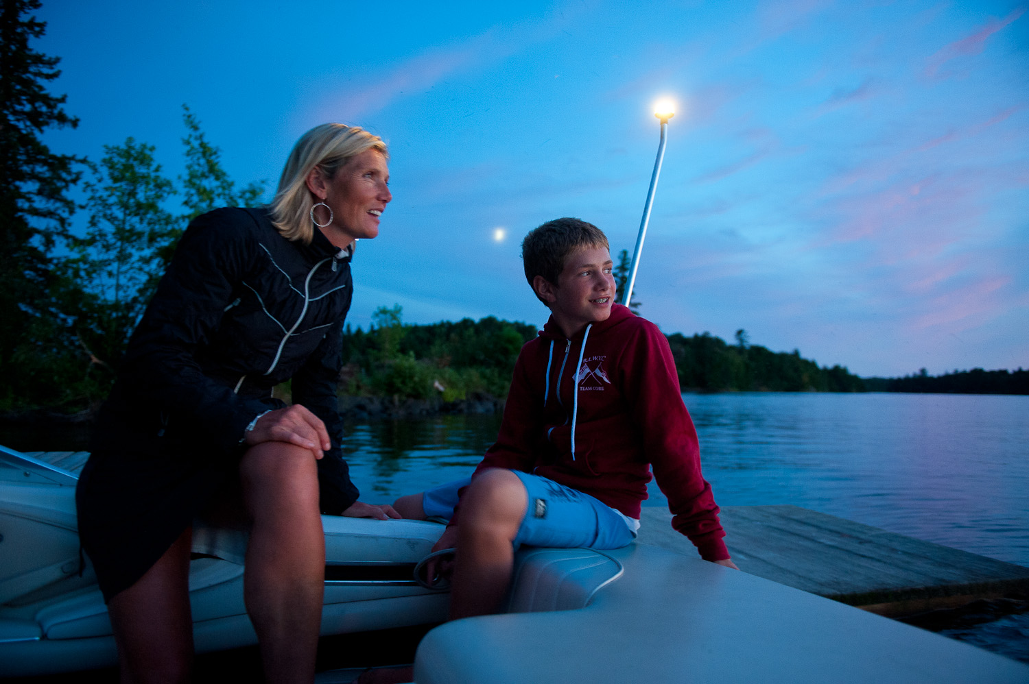 Lake boat at dusk by Winnipeg editorial photographer